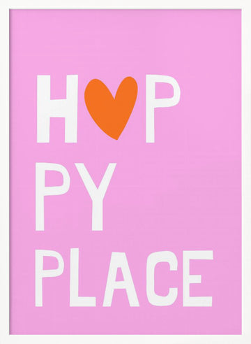 Happy Place Heart | Poster - White Frame Interior