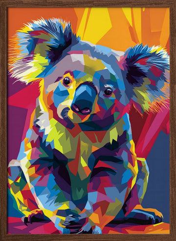Colorful Pop Art Koala | Poster - Walnut Frame Interior