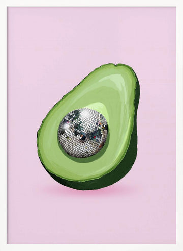 Avocado Disco Ball | Poster - White Frame Interior