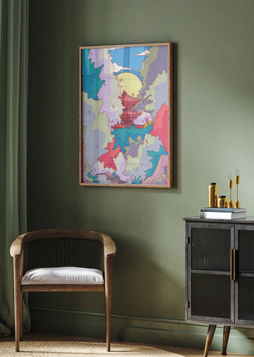 Moonlit Fantasy Pagoda | Poster - Room Interior 2