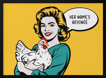 Funny Pop Art Chicken | Poster - Black Metal Frame Interior
