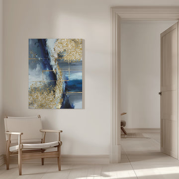 Glimmering Blue Abstract | Canvas - Room Interior 1