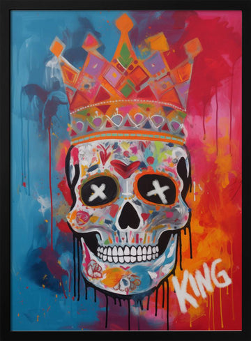 Colorful King Skull | Poster - Black Metal Frame Interior