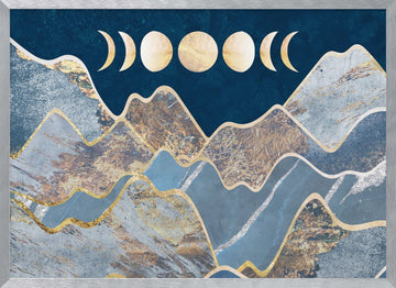 Golden Moon Mountains | Poster - Silver Frame Interior