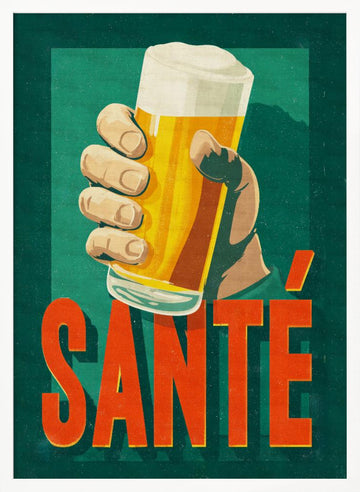 Santé Beer Toast | Poster - White Frame Interior