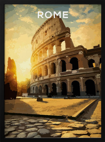 Ancient Rome Colosseum Sunset | Poster - Black Metal Frame Interior