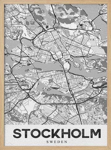 Stockholm Sweden Map | Poster - Wood Frame Interior