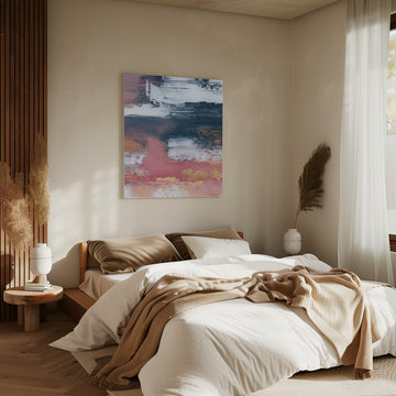 Gold Blush Abstract Layers | Canvas - Room Interior 2