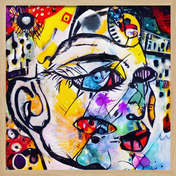 Vibrant Abstract Face | Poster - Wood Frame Interior