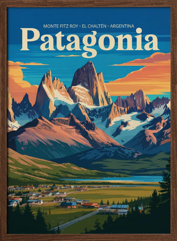El Chaltén Valley Glow | Poster - Walnut Frame Interior