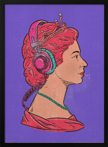 Headphone Queen | Poster - Black Metal Frame Interior