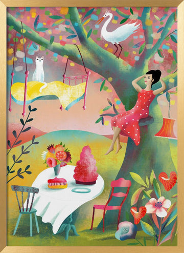 Dreamy Treehouse Garden | Poster - Gold Frame Interior