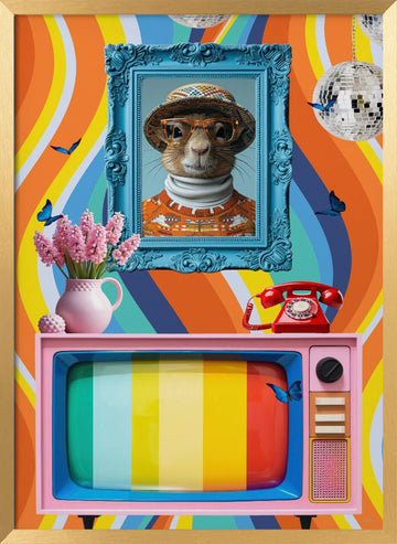 Groovy Squirrel Portrait | Poster - Gold Frame Interior
