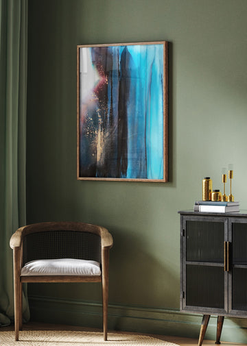 Deep Blue Gold Flow | Poster - Room Interior 2