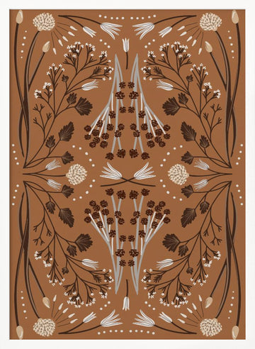 Folk Mirrored Botanicals - Earth Tones | Poster - White Frame Interior