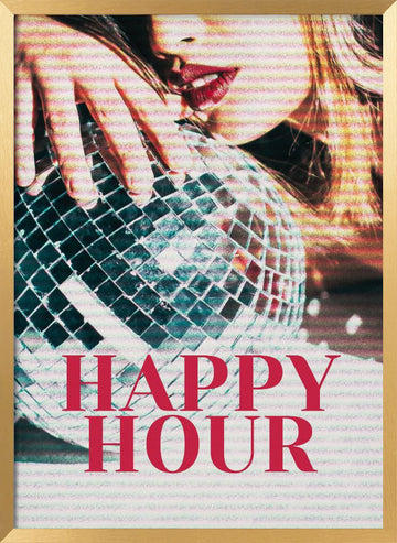 Woman with a Disco Ball | Poster - Gold Frame Interior