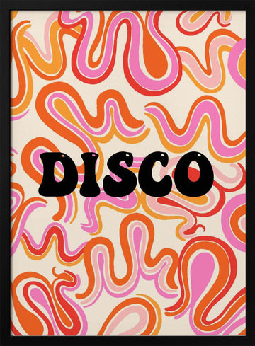 Groovy Disco Waves | Poster - Black Metal Frame Interior
