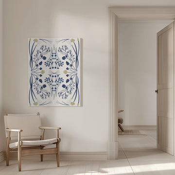 Folk Mirrored - Blue and Beige | Canvas - Room Interior 1