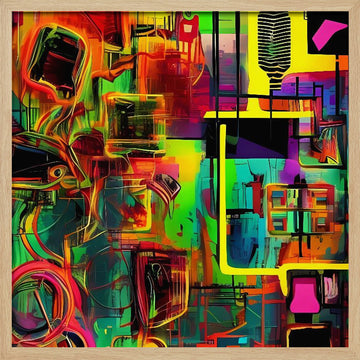Vibrant Abstract Geometry | Poster - Wood Frame Interior