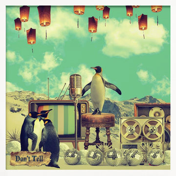 Retro Penguin Party | Poster - White Frame Interior