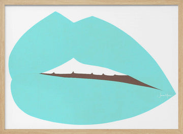 Teal Pop Lips | Poster - Wood Frame Interior