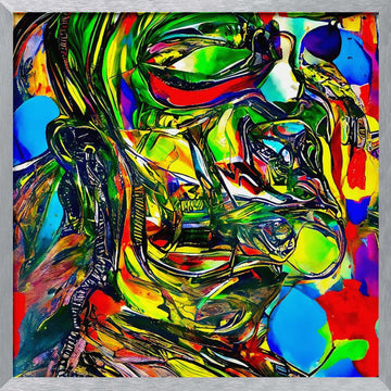 Vibrant Abstract Face | Poster - Silver Frame Interior