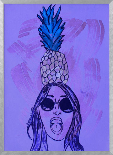 Pineapple Cool Girl | Poster - Silver Frame Interior