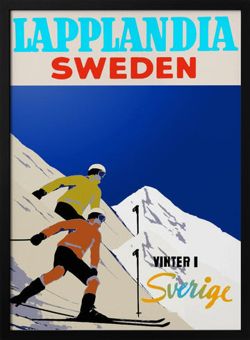 Retro Ski Adventure | Poster - Black Metal Frame Interior