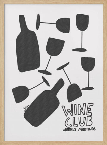 Wine Club | Poster - Wood Frame Interior