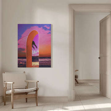 Pink Sky Beach Archway | Canvas - Room Interior 1