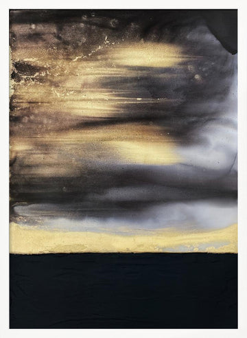 Golden Horizon Abstract | Poster - White Frame Interior