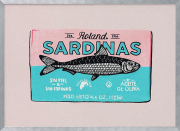 Vintage Sardine Art | Poster - Silver Frame Interior