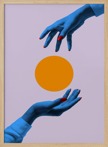 Vibrant Hands Orange Circle | Poster - Wood Frame Interior