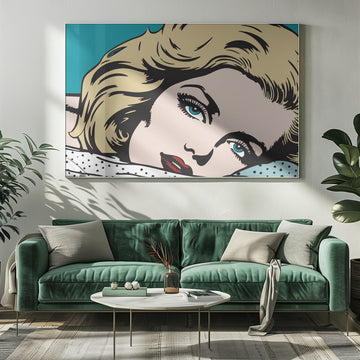 Pensive Pop Art Woman | Poster - Room Interior 1