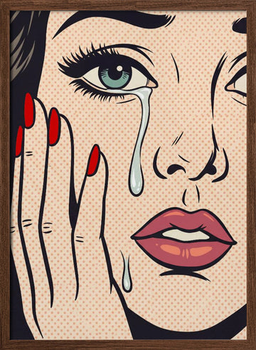 Retro Crying Woman | Poster - Walnut Frame Interior