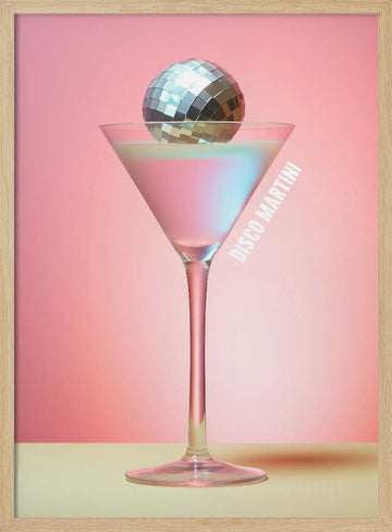 Vibrant Disco Martini | Poster - Wood Frame Interior