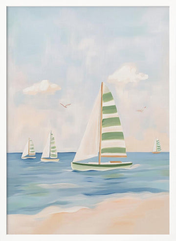 Summer Sailboat Serenity | Poster - White Frame Interior