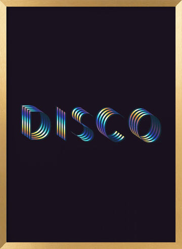 Holographic Disco Typography | Poster - Gold Frame Interior