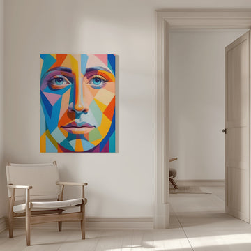 Vibrant Geometric Portrait | Canvas - Room Interior 1
