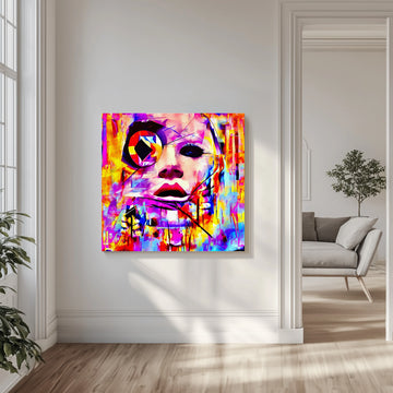 Vibrant Abstract Portrait | Canvas - Room Interior 1