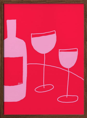Wine Glasses | Poster - Walnut Frame Interior