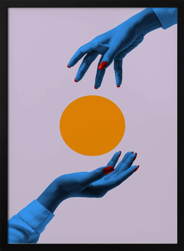 Vibrant Hands Orange Circle | Poster - Black Metal Frame Interior