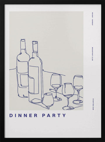 Wine Night Sketch | Poster - Black Metal Frame Interior