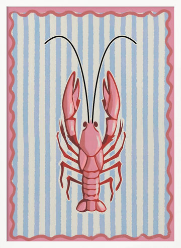 Coastal Pink Lobster | Poster - White Frame Interior