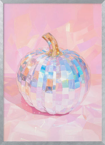 Iridescent Disco Pumpkin | Poster - Silver Frame Interior