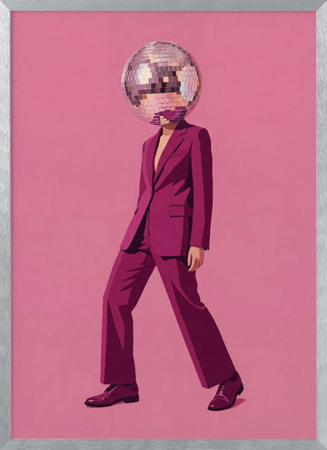 Pink Disco Suit | Poster - Silver Frame Interior