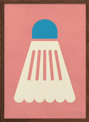 Badminton White Blue | Poster - Walnut Frame Interior