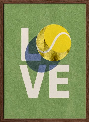 Tennis Love Court | Poster - Walnut Frame Interior