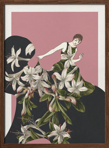 Elegant Floral Fashion | Poster - Walnut Frame Interior