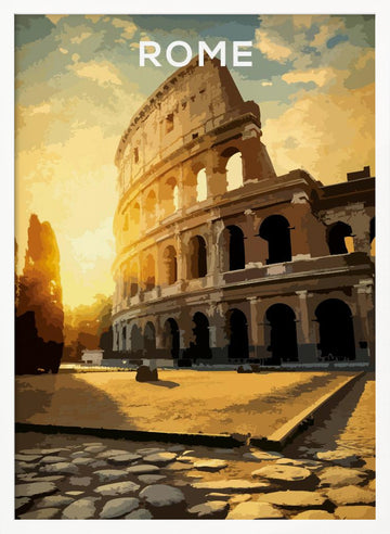 Ancient Rome Colosseum Sunset | Poster - White Frame Interior